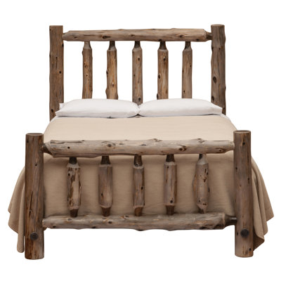 Fireside Lodge Cedar Log Traditional Bed - Cal King - Weathered