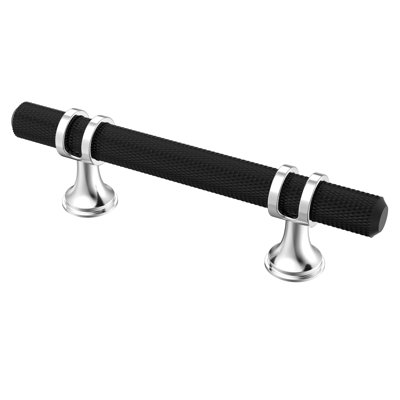 10 Pack Matt Black And Silver Cabinet Pulls, 3 Inch(76Mm) Hole Centers Kitchen Hardware Knurled Cabinet Handles For Cabinets And Drawer