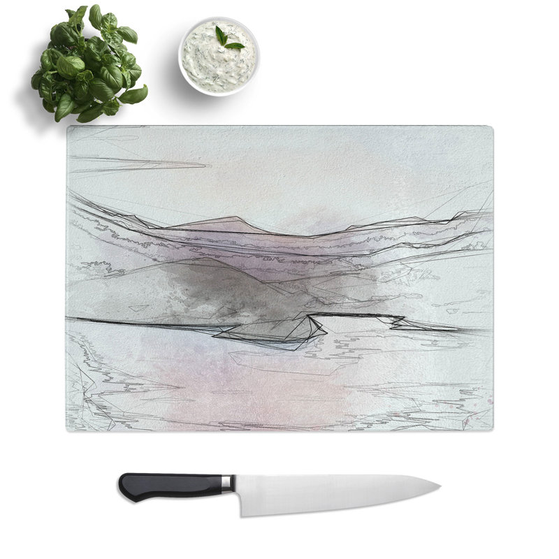 Tempered Glass Calm Lake Chopping Board, 20 cm x 28.5 cm