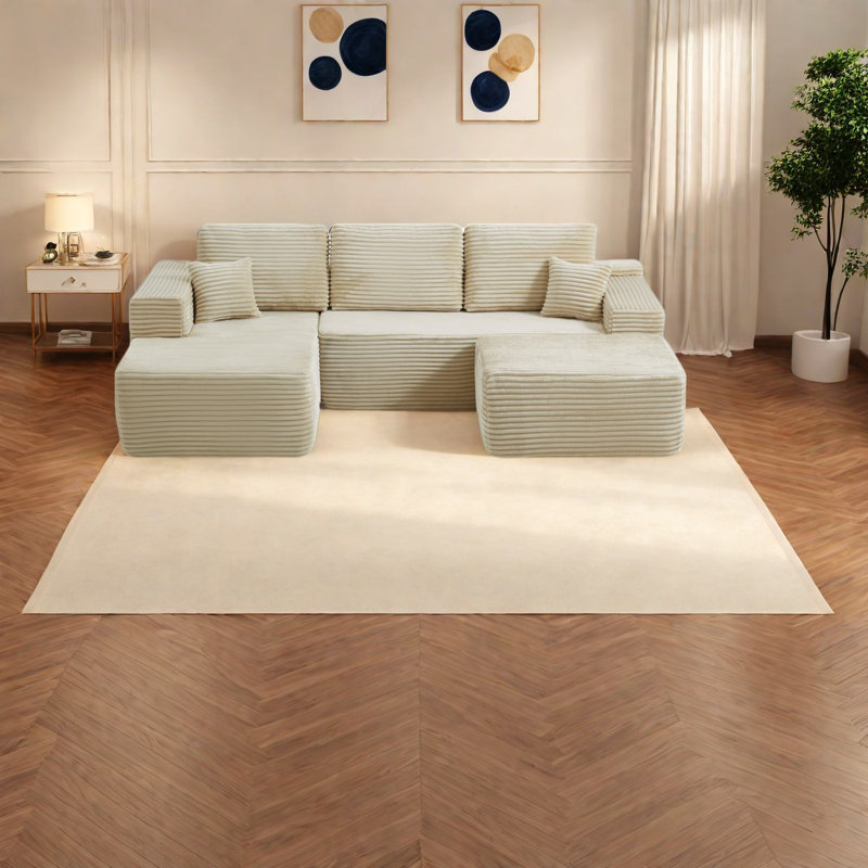 Canapés modulaires luxueux, revêtement en tissu moelleux, style moderne pour la maison