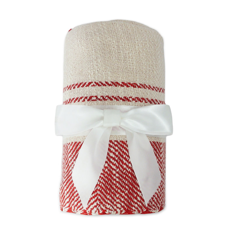Jeté 100% coton, Rouge / blanc