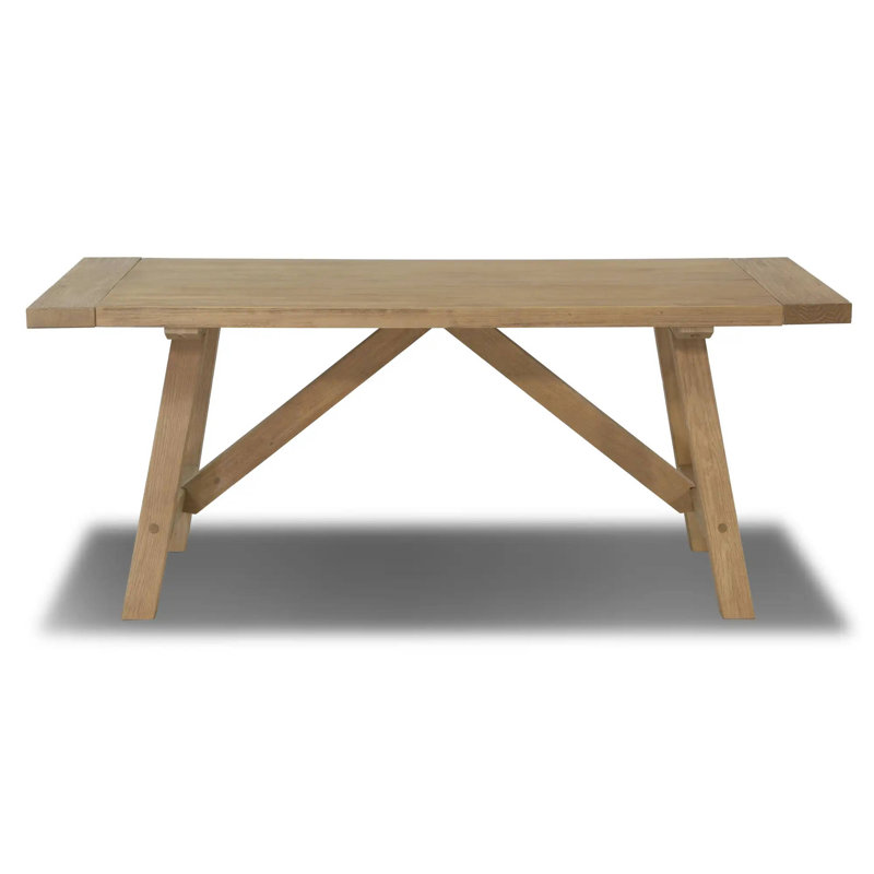 Cascais Rectangular 72'' Solid Wood Table with Farmhouse Base, Blonde Oak