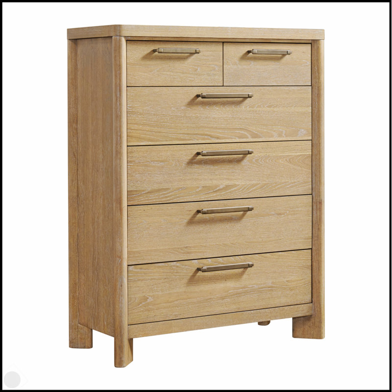 Commode 6 tiroirs brun clair avec rangement spacieux et finition élégante de dune de sable pour les espaces de vie modernes