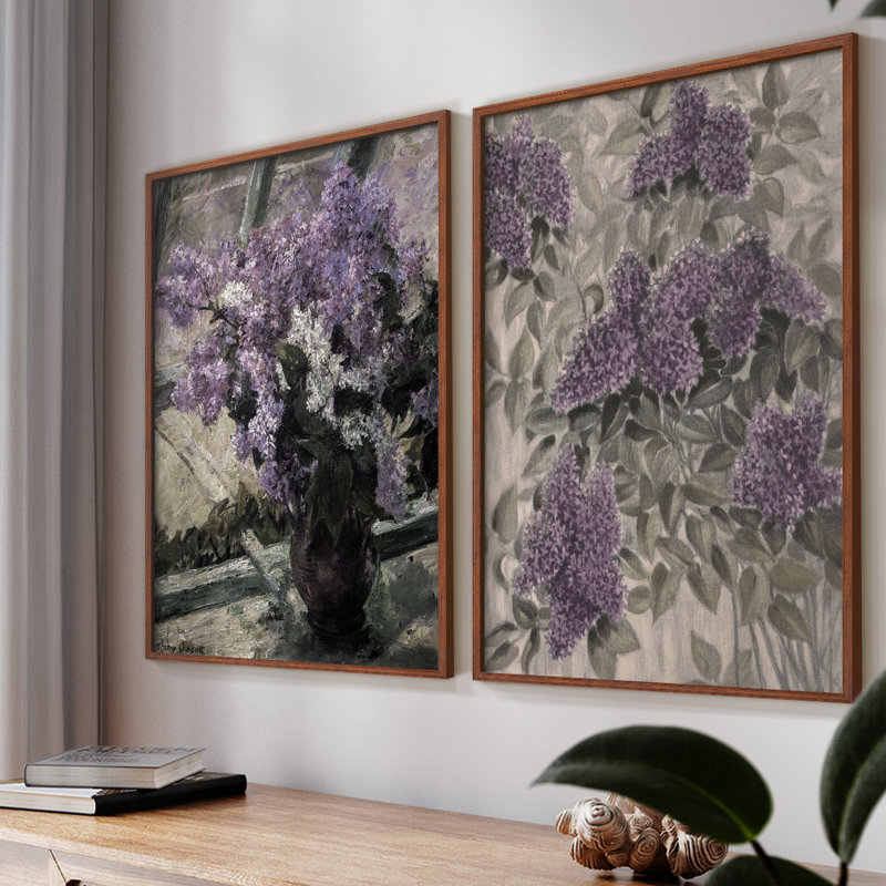 Vintage Floral XLVI - Reproduction giclée encadrée - ensemble de 2, H 23 po x l 58 po, Noyer