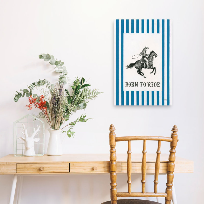 Yee Haw, né pour chevaucher un cheval rétro, art mural, H 24 po x l 16 po