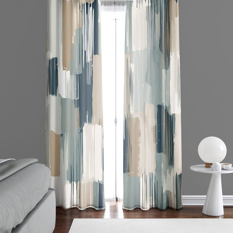 Paire de rideaux semi-transparents en polyester Gueda, L 40 po x L 52 po