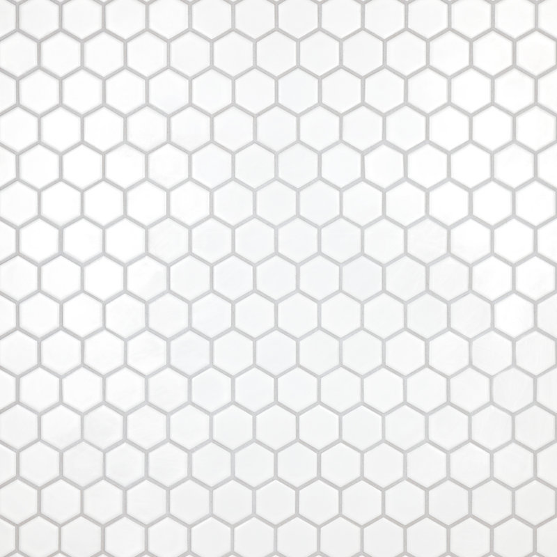 Hudson Due 2" Hex 10-7/8 " x 12-5/8 " Porcelain Mosaic Floor and Wall Tile, Matte White