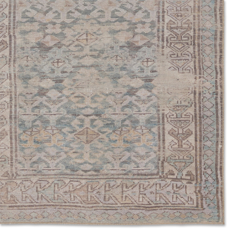 Machine Washable Jihane Oriental Machine Woven Polyester Area Rug in Gray/Tan, Runner 2' x 6'