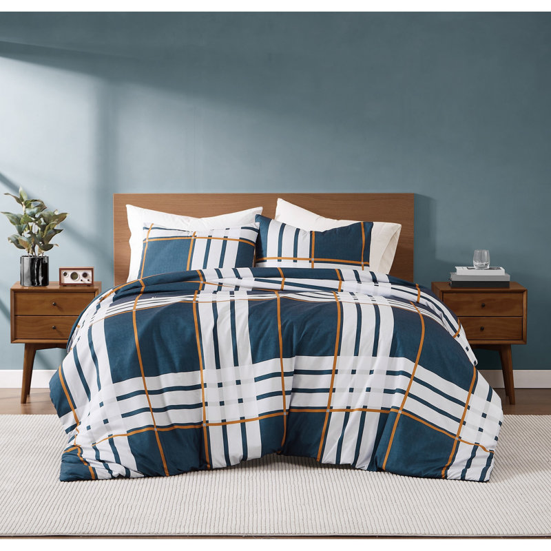 Ensemble de housse de couette en microfibre à carreaux vraiment doux Henry, Housse de couette pour grand lit et 2 taies décor
