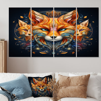 Portrait of Majestic Magical Fox - Art mural animal avec renard 4 pièces