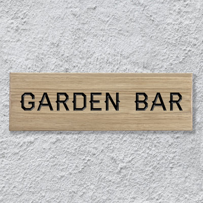 Sign Wall Décor 'Garden Bar' Oak Sign 30cm