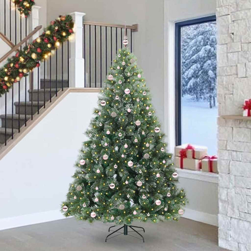 Artificial Christmas Tree with 300 LEDs Green PE and PVC, 7.87' H, Pink