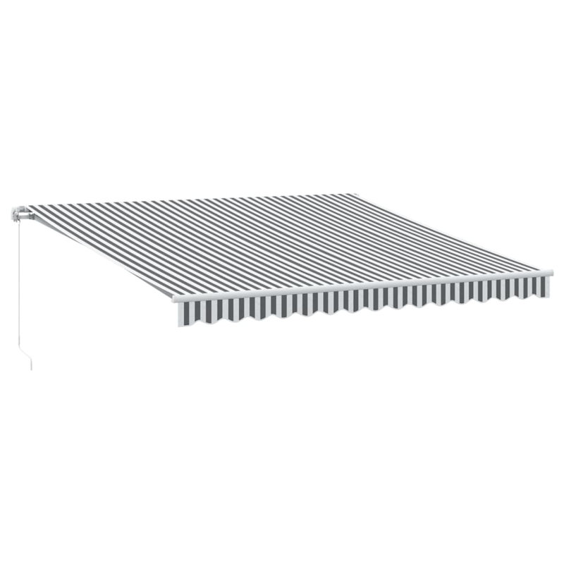 Manual Retractable Awning, 400cm H x 300cm W, Striped, White/Anthracite