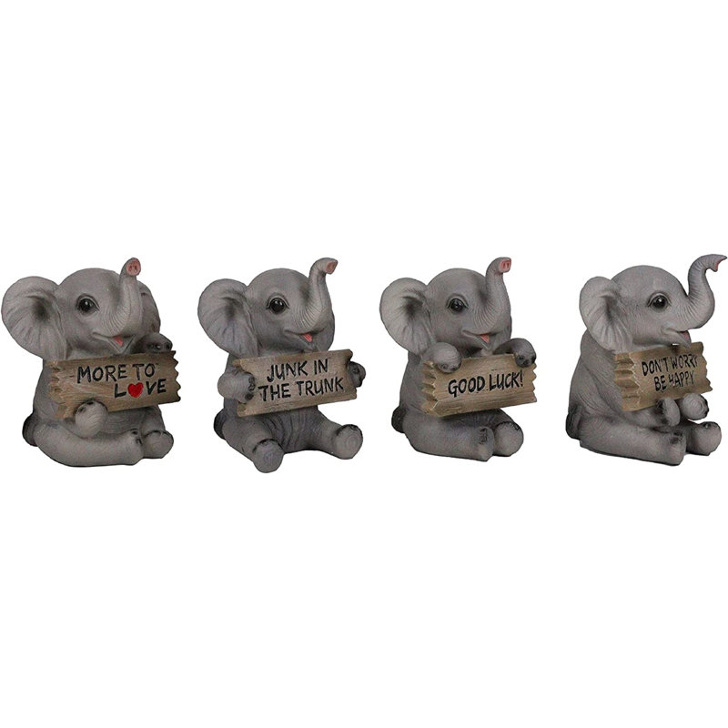 Ensemble de 4 figurines 4 pièces Hamsa Baby Elephants