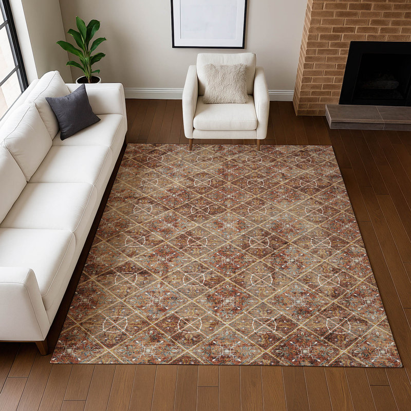 Machine Washable Indoor/Outdoor Chantille ACN2692 Casual Rug, Paprika, 9' x 12'