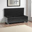 Banc de rangement rembourré en similicuir Burnstad au fini noir, H 15,25 po x l 46 po x P 17 po-184732688