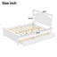 Lit plateforme double en bois avec tête de lit et deux tiroirs de rangement, finition blanche-982983914