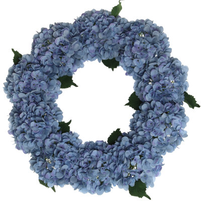Gahl Hydrangea 19 inch Floral Wreath - Blue Artificial Flowers for Door and Wall Decor