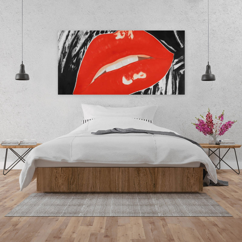 Toile à lèvres brillantes «Kissable» | Décoration pop art rétro