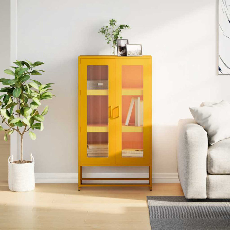 Highboard 68X39x123 Cm Steel, Mustard Yellow