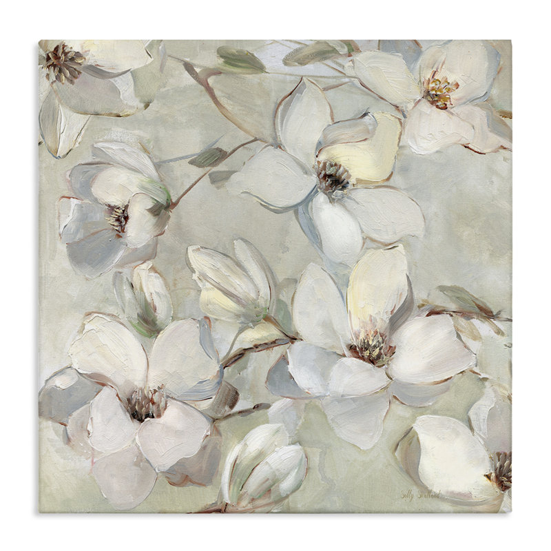 Art mural sur toile, "Delicate Flower Petals in Neutrals", par Sally Swatland, H 36 po x l 36 po