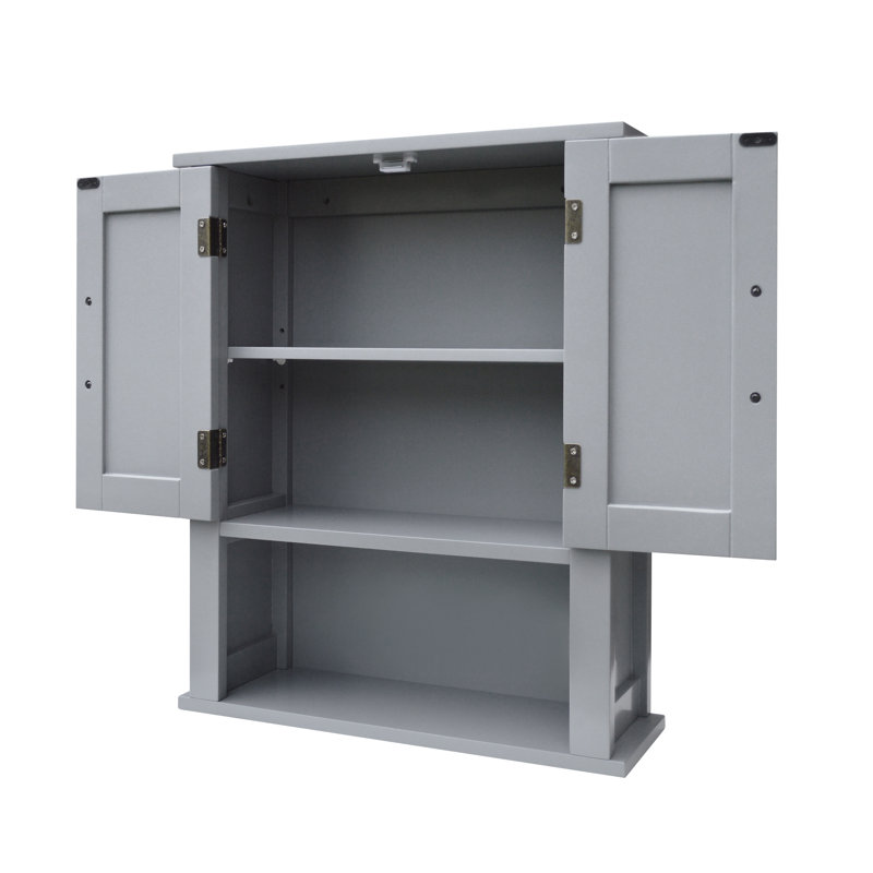 Church Strett Removable Two-Door Wall Cabinet with Adjustable Shelves and Open Lower Shelf for Bathroom Storage