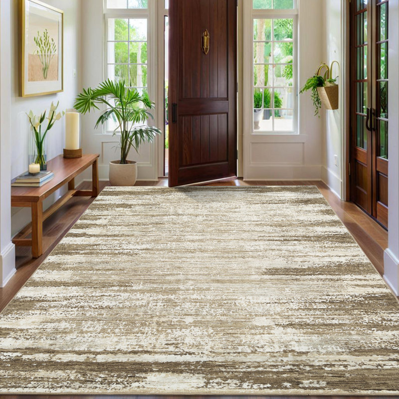 Abstract Machine Washable Rug with Rubber Backing for Living Room Modern Non-Slip Dining Room Rug Easy-Cleaning Floor Carpet for Bedroom Office