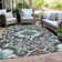 Machine Washable Indoor/Outdoor Xhevrie Teal Rug