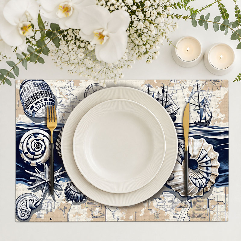 4-Piece Polyester Rectangle Dining Table Placemat