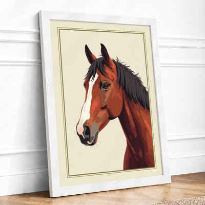 Gentle Study Horse Rustic - Framed Print