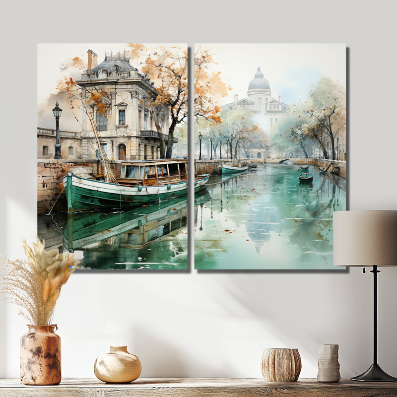 «Paris Canal Saintmartin Reflections I», art mural vert, 36" H x 48" W, Wrapped Canvas, Does Not Apply