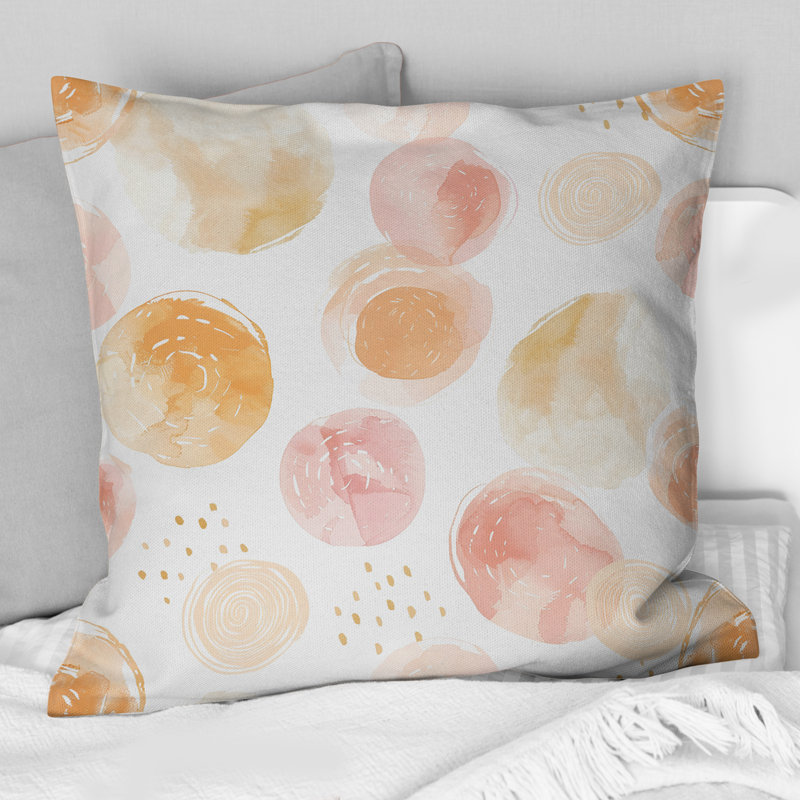 Coussin rose et orange Boho Circles II - Boho, H 16 po x l 16 po