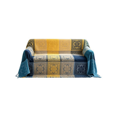 Tartan Blankets and Throws 220 x 260 cm, Jacquard Boho Throw Blanket for 2 3 4 Seater Sofa