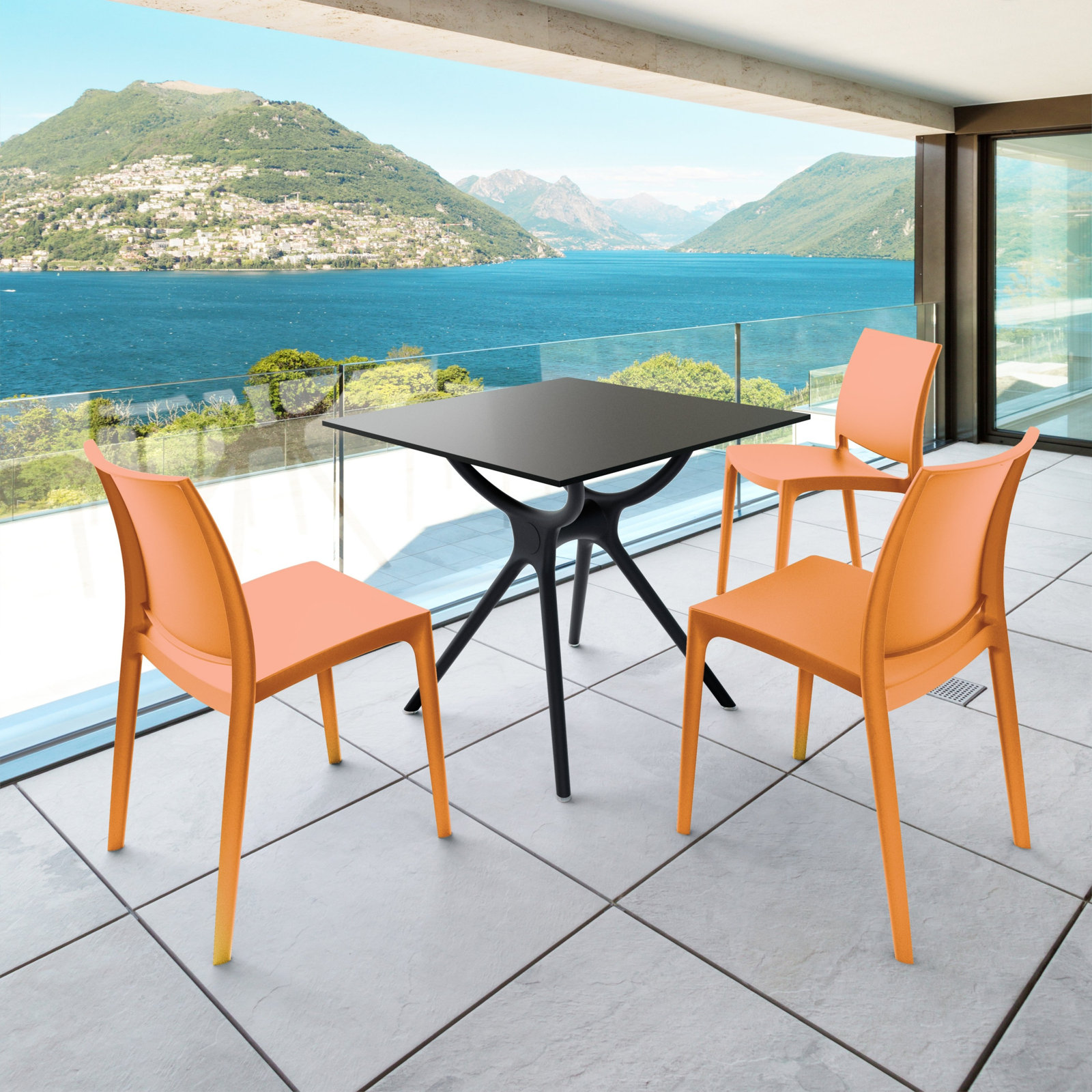 Burt Stackable Patio Side Chair, Orange
