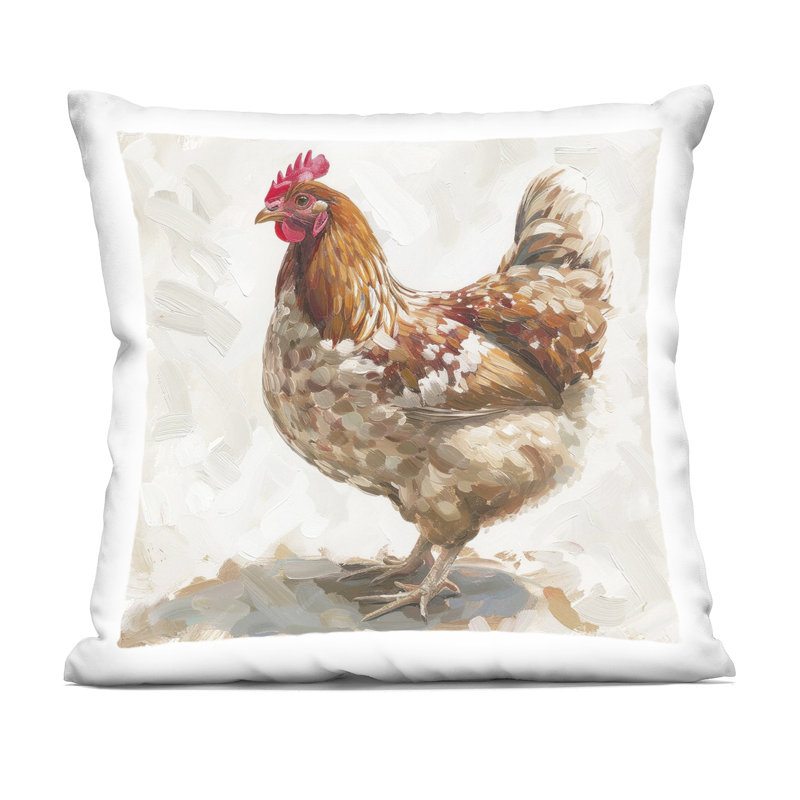 Stupell Industries Neutral Chicken on Beige Design by LSR Design Studio Throw Pillow