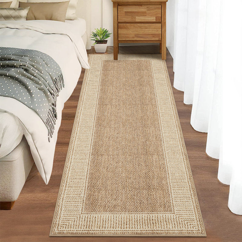 Tapis de couloir moderne à bord antidérapant Border Runner, Tapis de couloir 2 pi x 6 pi