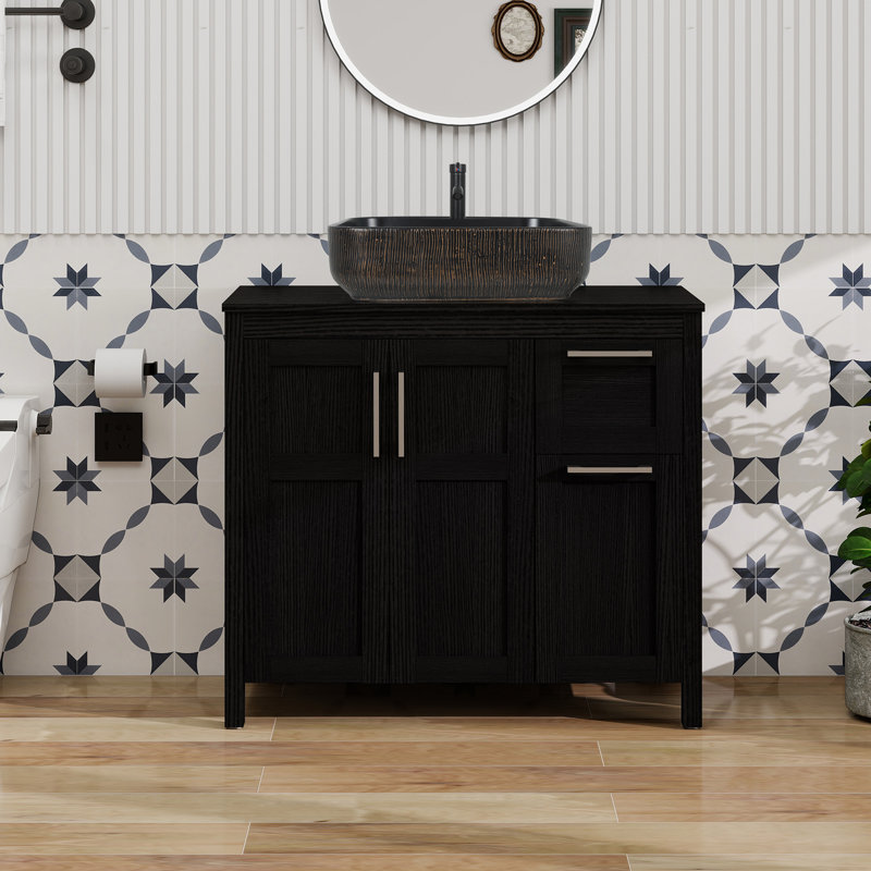 36" Free-Standing Modern Single Bathroom Vanity With Sink, Black