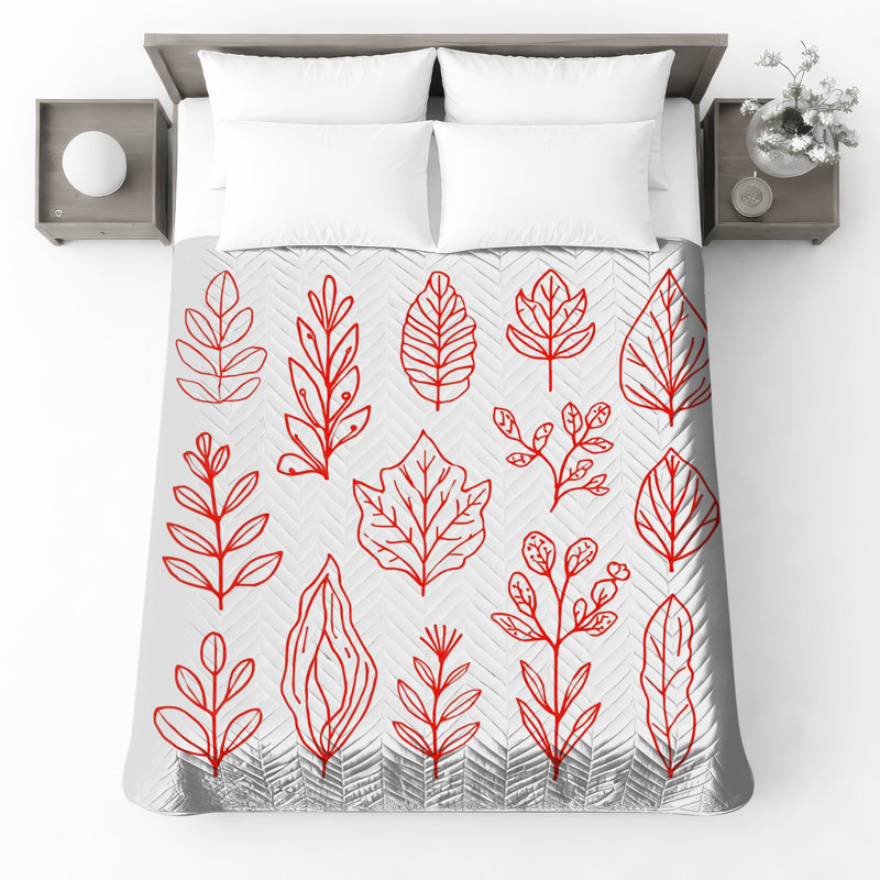 Couvre-lit matelassé Red Leaf, Double