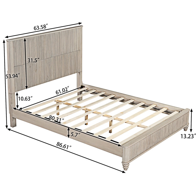 Cadre de lit Platm avec tête de lit, Beige, Grand