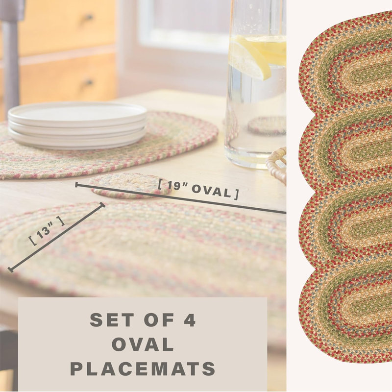 Napperons d'intérieur en jute de qualité supérieure - taille 13 po x 19 po, Azalée, Ovale