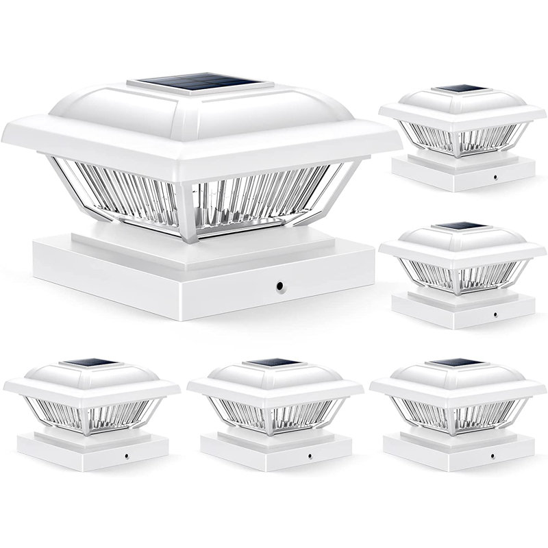 Low Voltage Solar Powered Integrated LED Fence Post Cap Light Pack, White