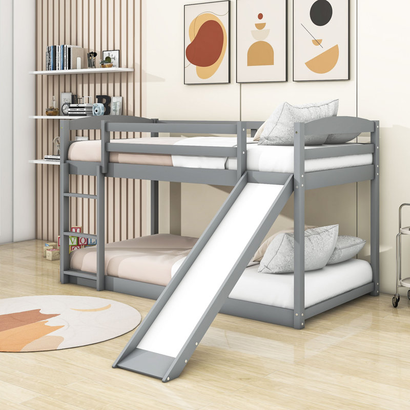 Harmanie Kids Twin Over Twin Bunk Bed, Gray