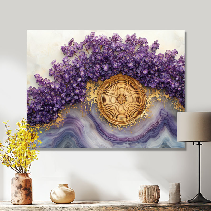 Décoration murale en métal mauve cerisier mauve, H 12 po x l 20 po