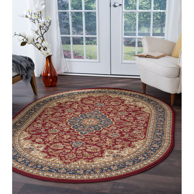 Tapis oriental rouge Clarence, Ovale 5 pi 3 po x 7 pi 3 po