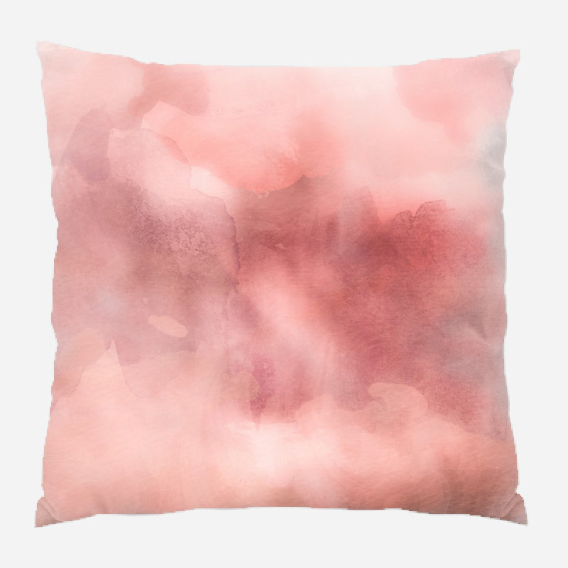Coussin décoratif aquarelle , Rose mer, Microsuède, Intérieur