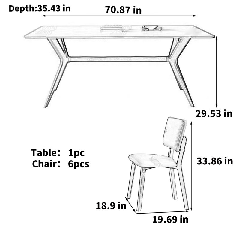 Modern minimalistic wabi-sabi Nordic rock table, 29.53" H x 70.87" L x 35.43" W