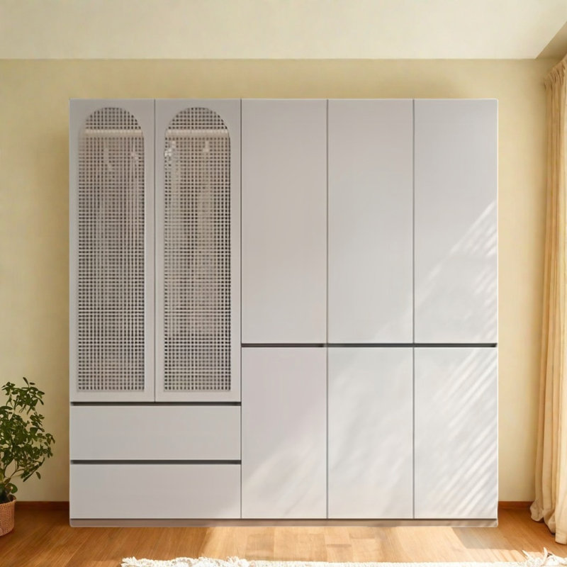 Garde-robe rétro simple en rotin moderne, H 78,74 po x l 70,87 po x P 23,62 po