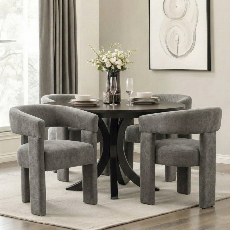 Chaise légère et luxueuse en velours, Gris