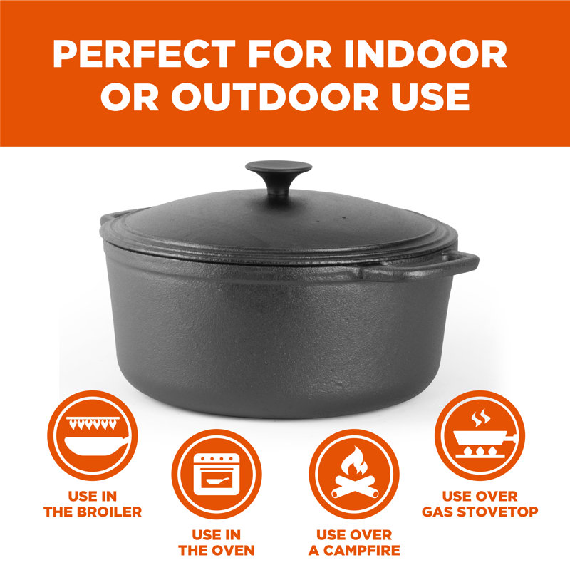 CHCI Series Commercial Chef Cast Iron Dutch Oven, 6.6 qt