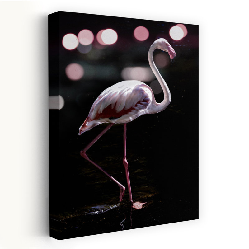 Art contemporain, oiseau contemporain, art flamant rose, H 36 po x l 24 po